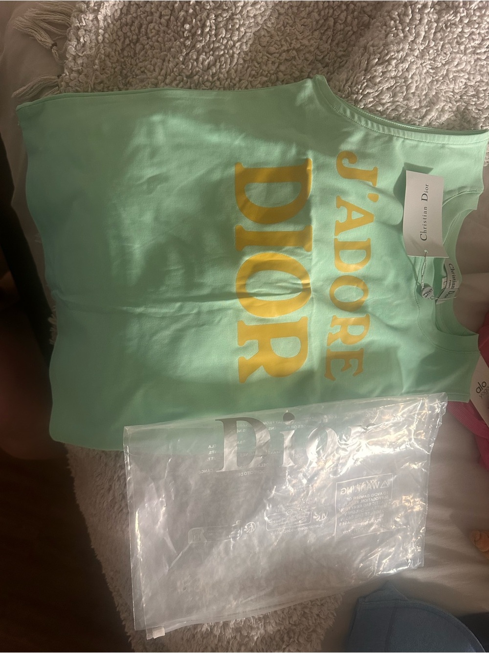 Mint Green Sleeveless Logo Tee with Yellow Print - Picture 2 of 5